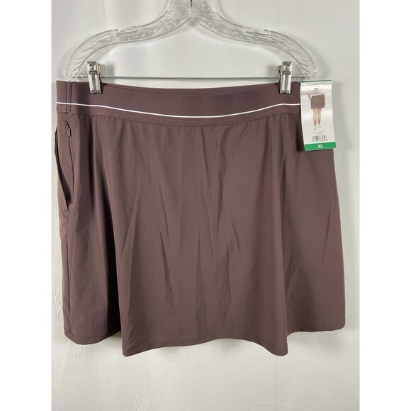 Women’s Brown Resort Skort Sz XL 2 Slash Pockets 2 Zip Pockets Pull On Stretch - Picture 7 of 12